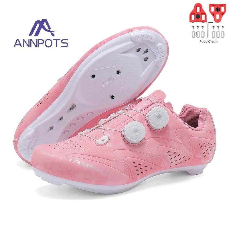 Men's White Male Self-Locking Cleat Non-slip Speed Bicycle Shoes New Road Cycling Shoes Women Spd Racing Sneakers Lightweight