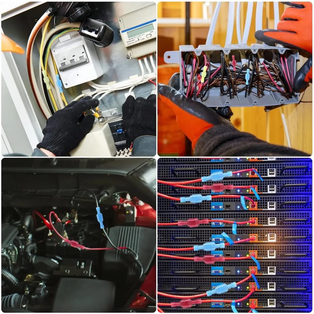 T-Tap Wire Connectors Quick Splice Self-Stripping Electrical Terminals Fully Insulated Disconnects Kit for Wiring Automotive