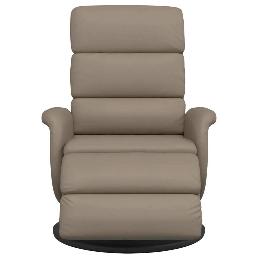 Folding Armchair With Footrest, Cappuccino, Faux Leather