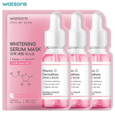Love My Glow Bělící sérová maska, Pro mdlou a nerovnoměrnou pleť, Dermatologicky testováno, Vhodné pro citlivou pleť, 25 ml. x 3 ks