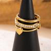 Titanium Steel Fashion Creative Plated Jewelry18k Gold Ring Three-Layer Plain Band with Inlaid Diamonds Stackable Rings Wholesale