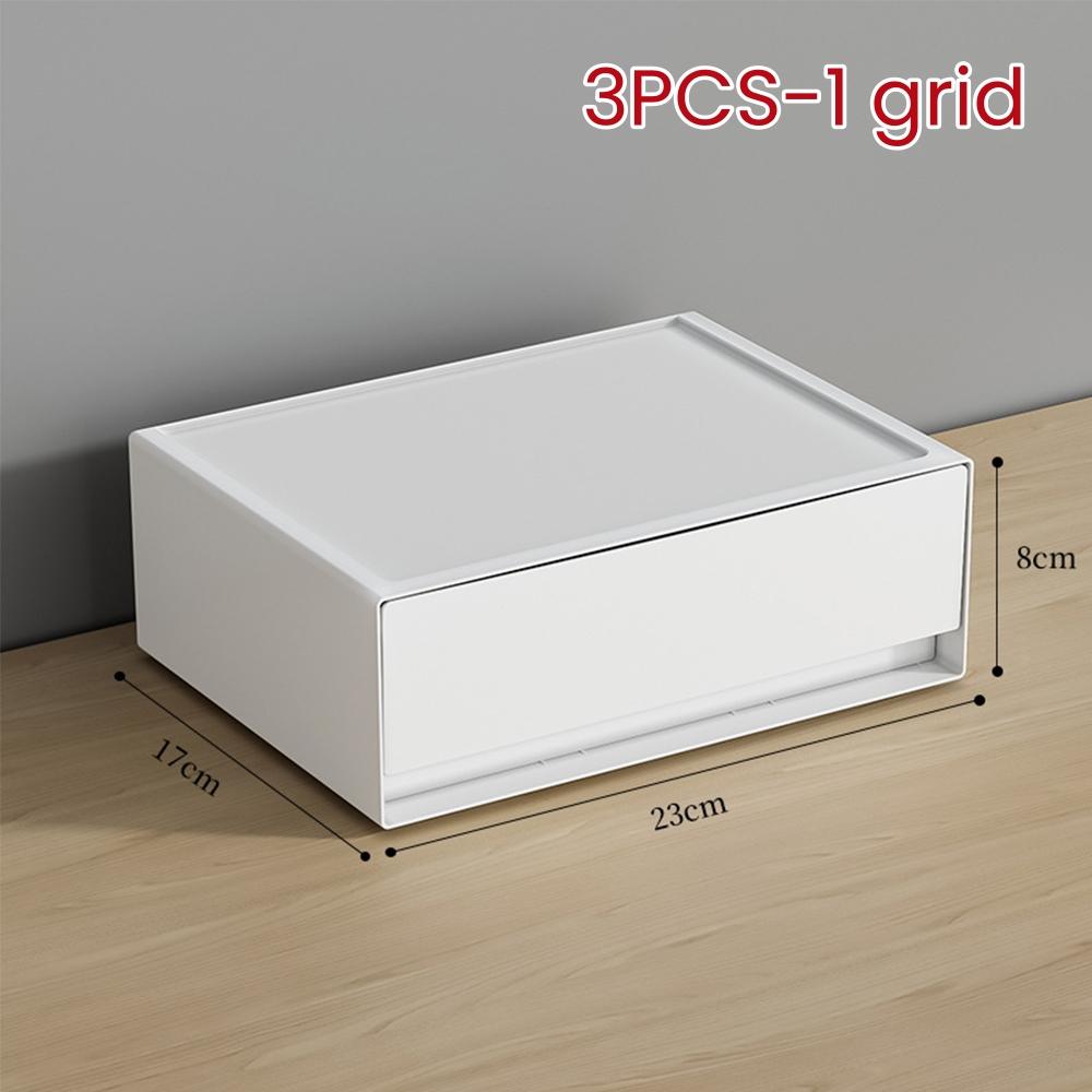 1/2/3-Schichtige Desktop-Schubladen-Aufbewahrungsbox Stapelbare Aufbewahrungsschubladen Schreibtischzubehör Kosmetik-Organizer Kleinkram-Halter für Zuhause