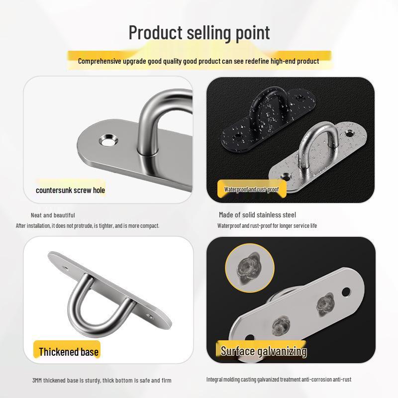 Heavy-Duty Stainless Steel Ceiling Hook with Pull Ring for Fans