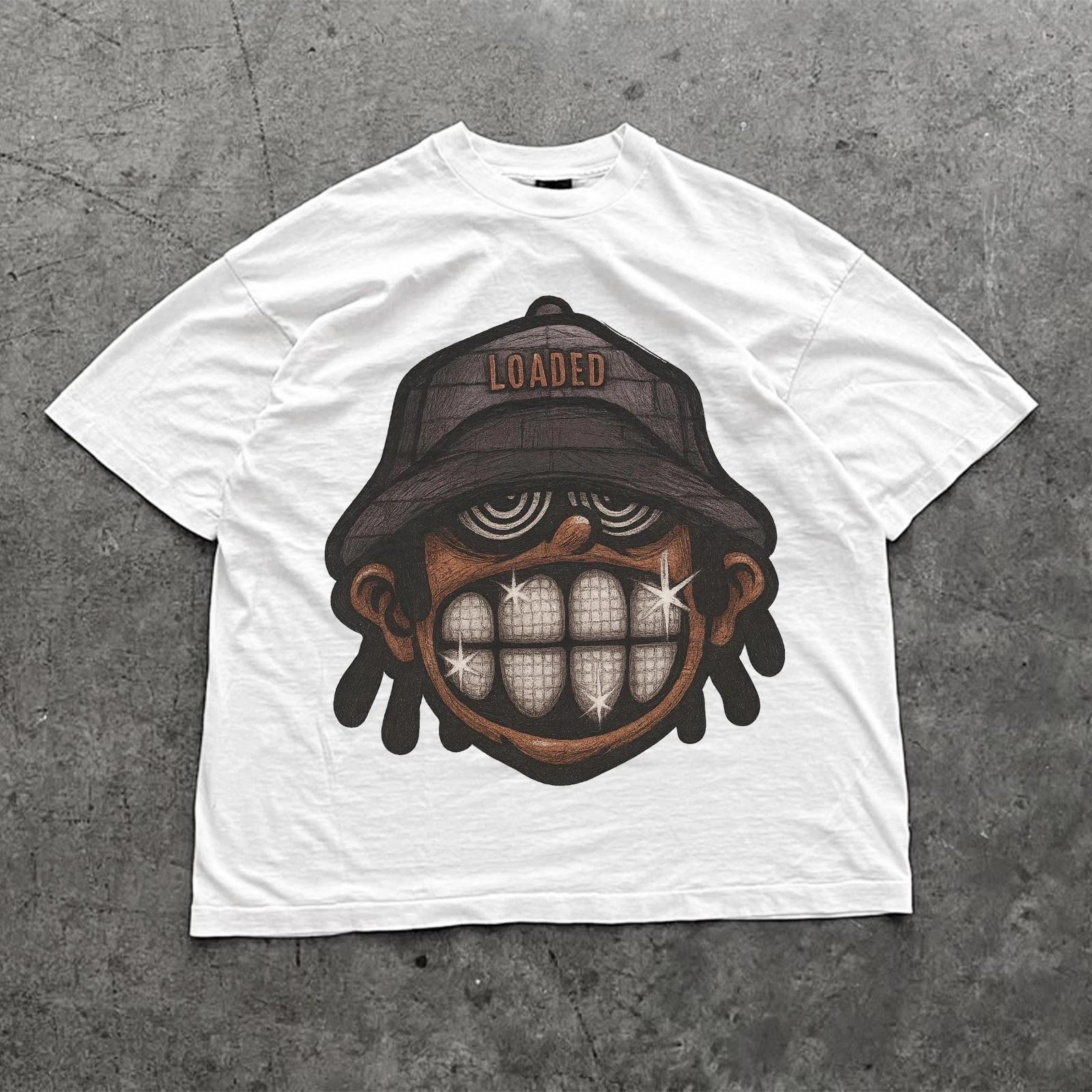 

Футболка Loaded Grill Streetwear Мультяшная футболка Trap Укороченная футболка для скейтера Flex L