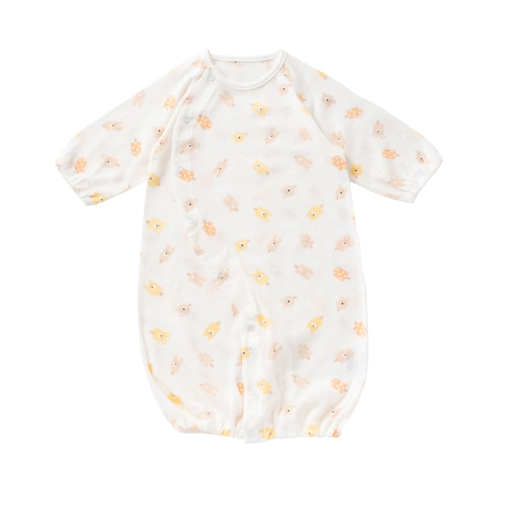 

де Расслабленный трикотаж Рисунок мороженого Все кнопки Новорожденный ребенок Сделано в Японии [Крем Коко] Двусторонний [Замена промежности/2way] 50-70см [Весна/Лето