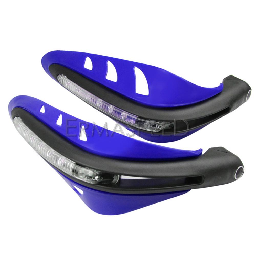 

Универсальные защитные ограждения для мотоциклов, 22 мм, со светодиодными указателями поворота, защита для рук для мотокросса, велосипеда, велосипеда синий