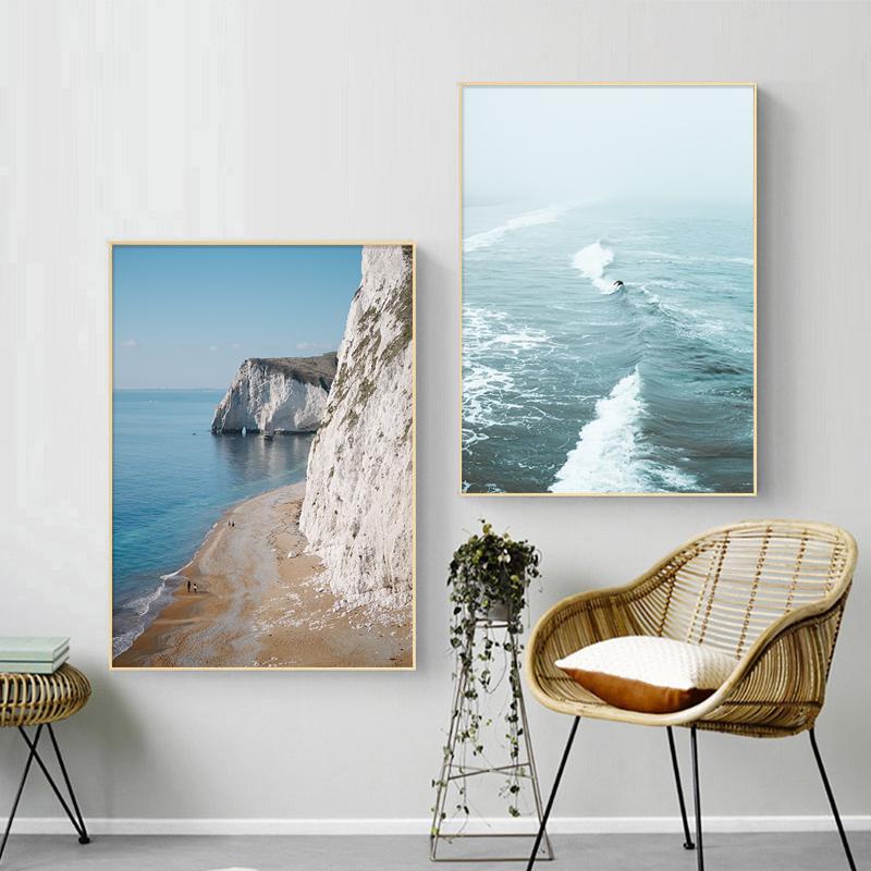 Beach Rocky Waves Dolphin Wall Art Canvas Painting Nordic Ocean Posters And Prints Pictures For Living Room Decoraction