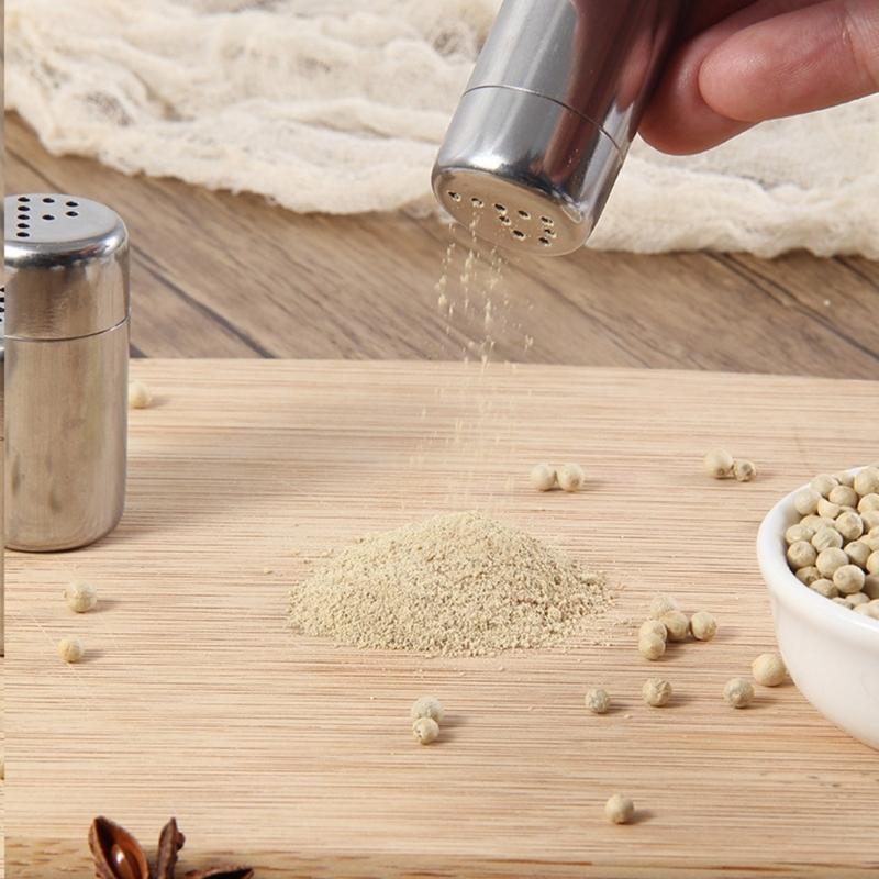 4Pcs Stainless Steel Miniature Salt Shakers Seasoning Box Condiment Holders Easy Carry Spices Container for Restaurant