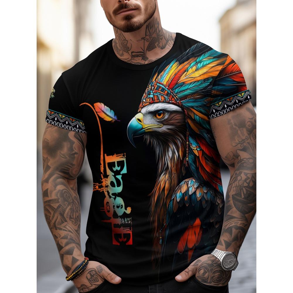 Sommer Herren 3D-Druck Rundhals T-Shirt Mode Vielseitig Atmungsaktiv Trend Lässig