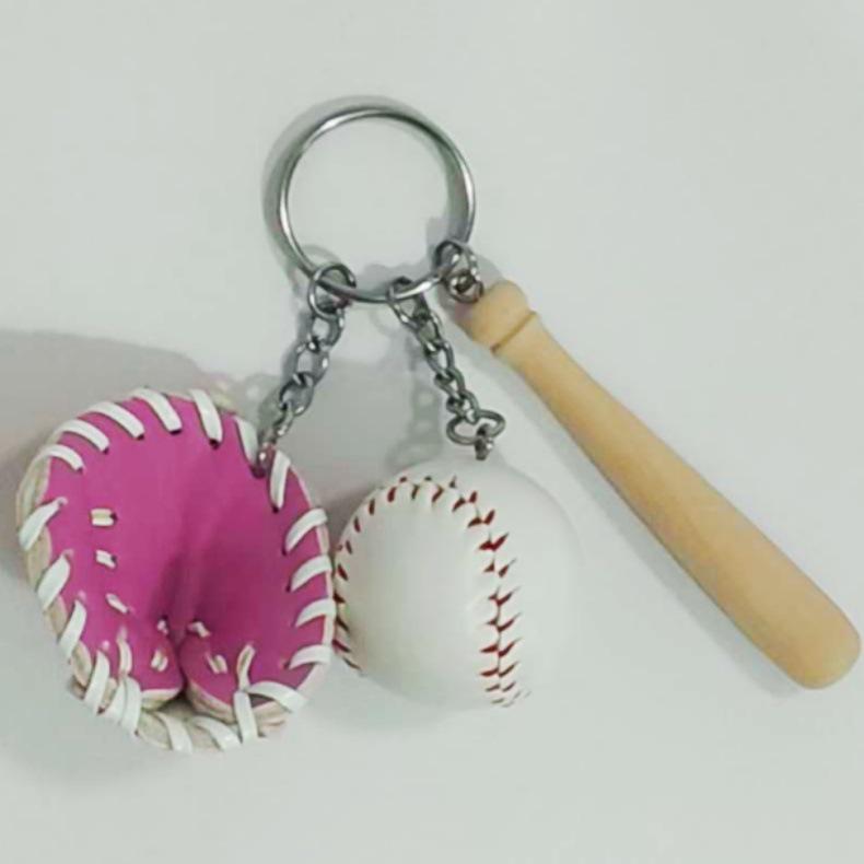Creative Baseball Keychain Bag Pendant Set - Fashionable Three-Piece Couple Gift & Ornament