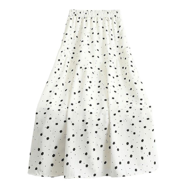 Plus Size Floral Polka Dot Midi Dress - Women's Summer A-Line Skirt