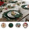 2Pcs New Round Christmas Placemats Polyester Non-Slip Christmas Table Mats Xmas Placemat New Year Party Ornament