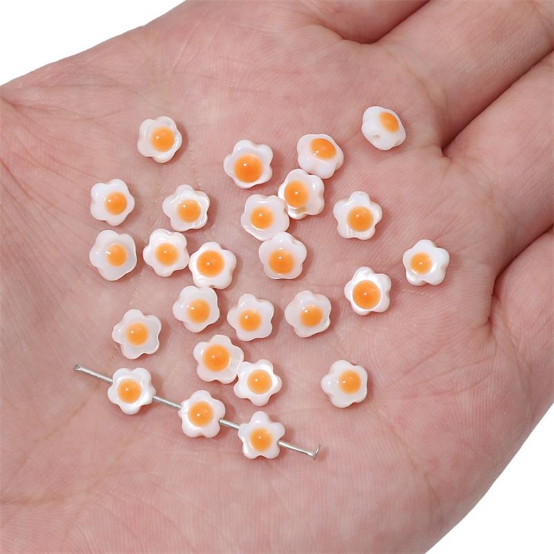 

Натуральные пресноводные ракушки цветы двухсторонние бусины яичный желток для изготовления ожерелий, браслетов, серег, ювелирных изделий своими руками 6mm 5pcs