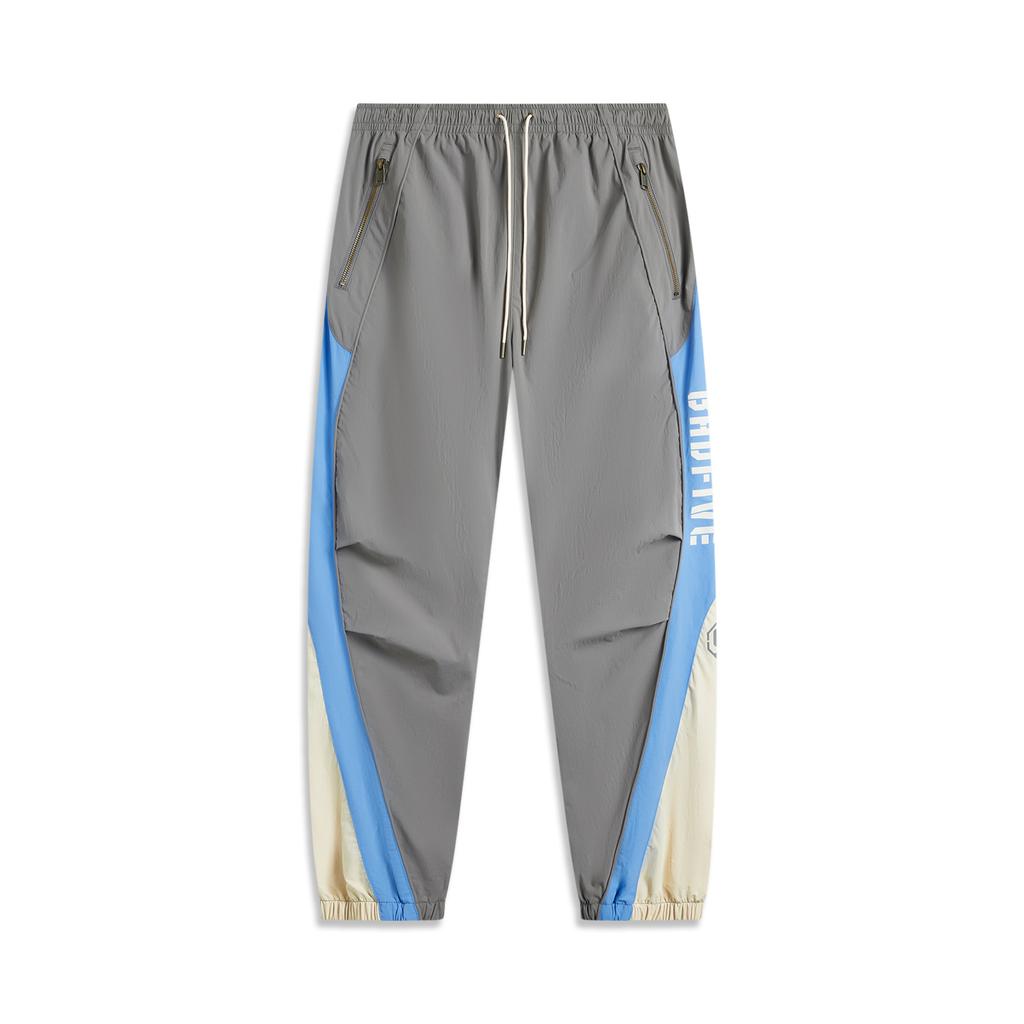 Li Ning Badfive Casual Minimalist Color-Block Tapered Knit Sports Pants Men Pants Iron-Gray AYKV073-4