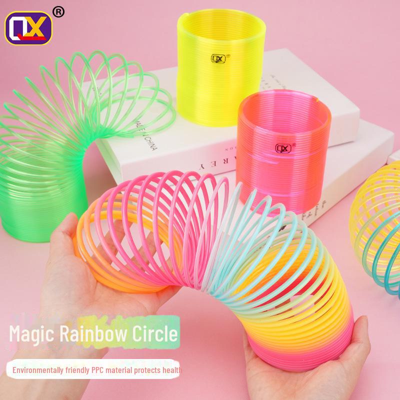 Heart-Shaped Rainbow Spring Ring Stackable Music Toy for Children