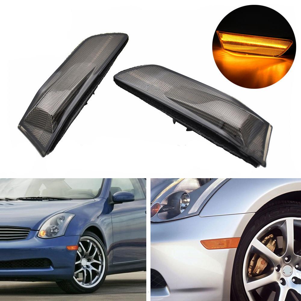 Sequential Switchback LED Side Marker Signal Lights For 03-07 Infiniti G35 Coupe
