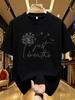 Wds01484dandelion Print Plus Size Unisexs Round Neck Tshirt Summer Casual Short Sleeved Top Street Fashion Versatile