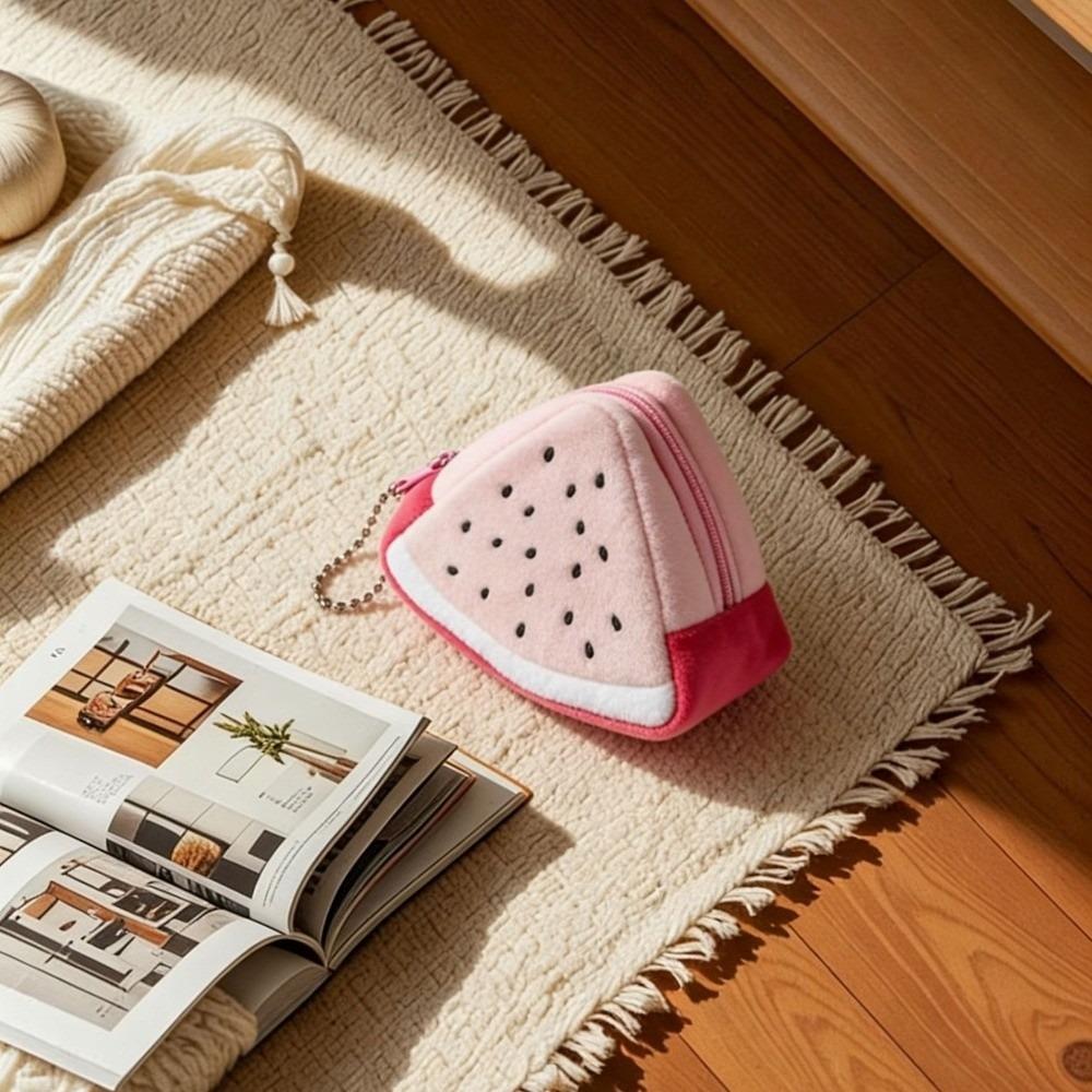 Zipper Pouch Plush Coin Purse Fruit Design Mini Purse Kawaii Plush Earphone Bag  Women