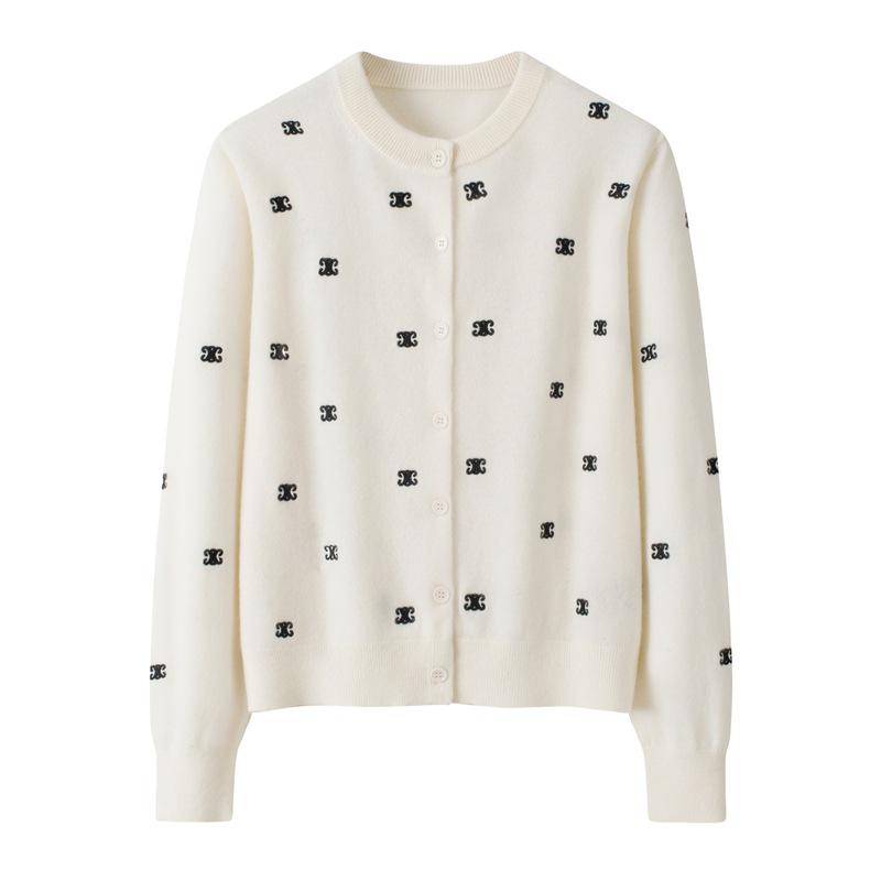 Women's 100% Pure Cashmere Crew Neck Embroidered Loose Sweater