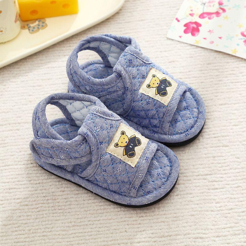 

Мягкая подошва для малышей и детей 2-3-4 лет, хлопковая ткань, для дома, нескользящие, бесшумные, домашние тапочки на липучке Velcro Blue 24 yards within the length of 17cm