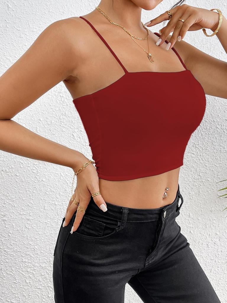 Casual Tank Top U Neck Crop Tops Frauen Sommer Camis Einfarbig Leibchen Mode Rohr Weibliche Ärmellose Gestellte Weste Y2K kleidung
