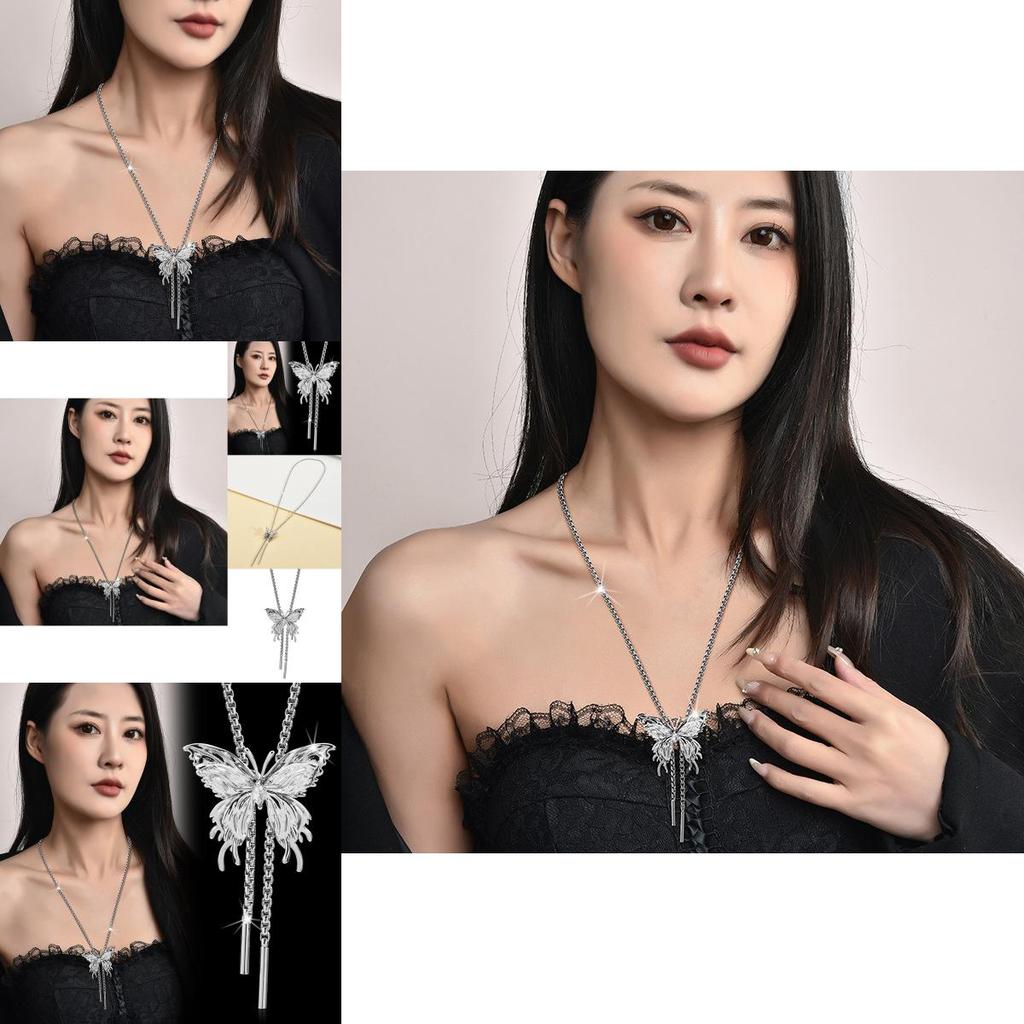 Stylish Butterfly Pull Necklace For Women In Luxurious Titanium Steel Design