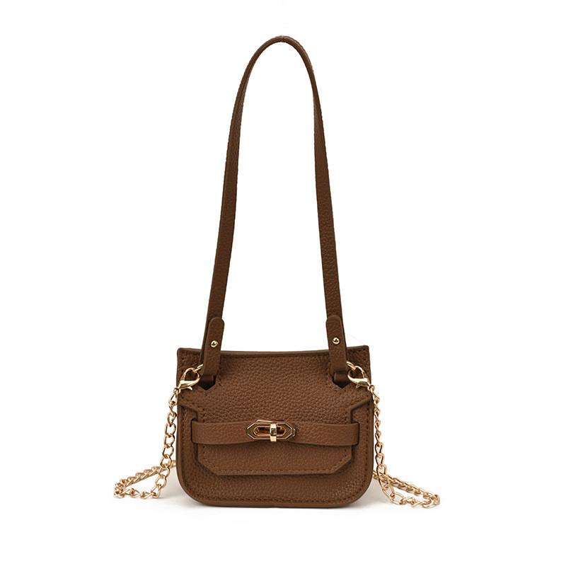 Simple Solid Color Shoulder Crossbody Bag With Chain Design For Daily Use