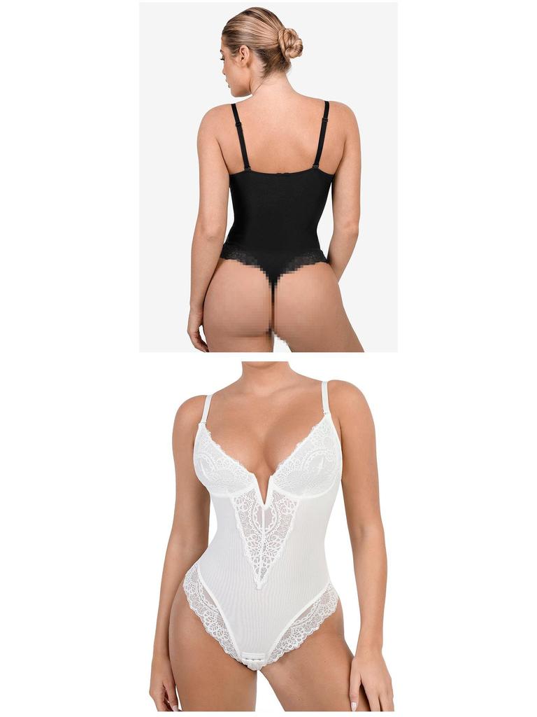 Hochwertige Damen Shapewear in Übergröße: Sexy Bodyforming-Bodysuit mit Bauchkontrolle und Hüftlift.