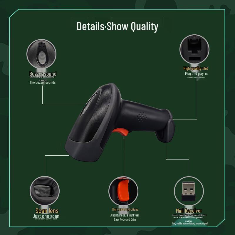 Fumaton Handheld Wired 1D/2D Barcode Scanner