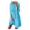 Boho Women Solid Color Hollow Out Sleeve Splice Mid Long Dresses