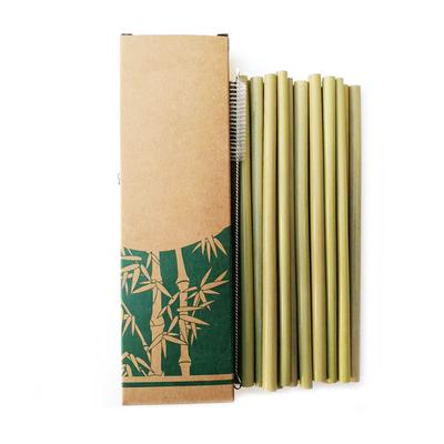 Useful 12pcs/set Bamboo Drinking Straws Reusable Eco-Friendly Party Kitchen with Clean Brush