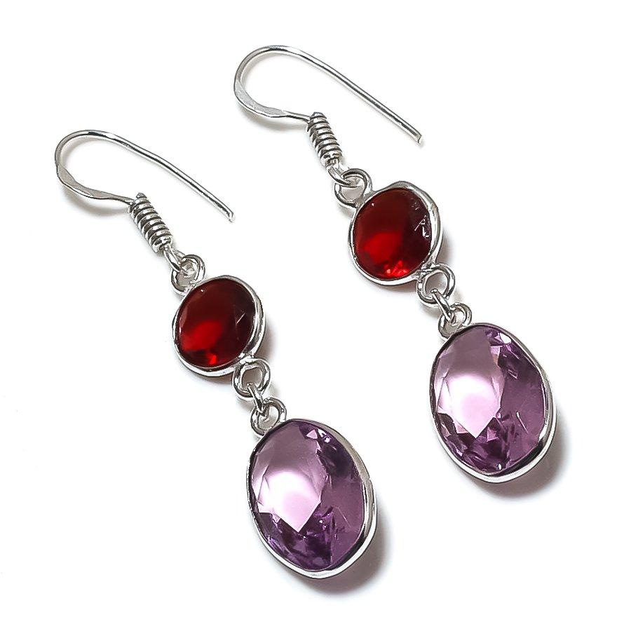 

Серьги из серебра 925 пробы с натуральным розовым кунцитом и гранатом 1,97 дюйма r6T12