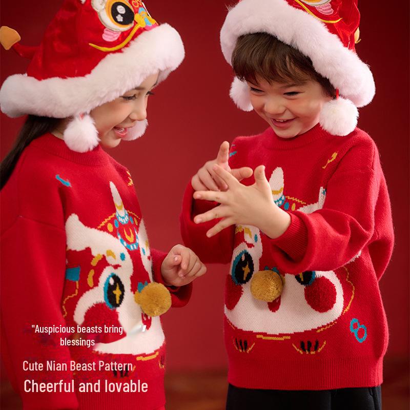 Suéteres de Ano Novo Infantil 2025 - Algodão Tipo A Roupas de Inverno para Meninos e Meninas