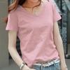 Women T-shirt V-Neck Short Sleeve Loose Fit Tee Shirt Solid Color Soft