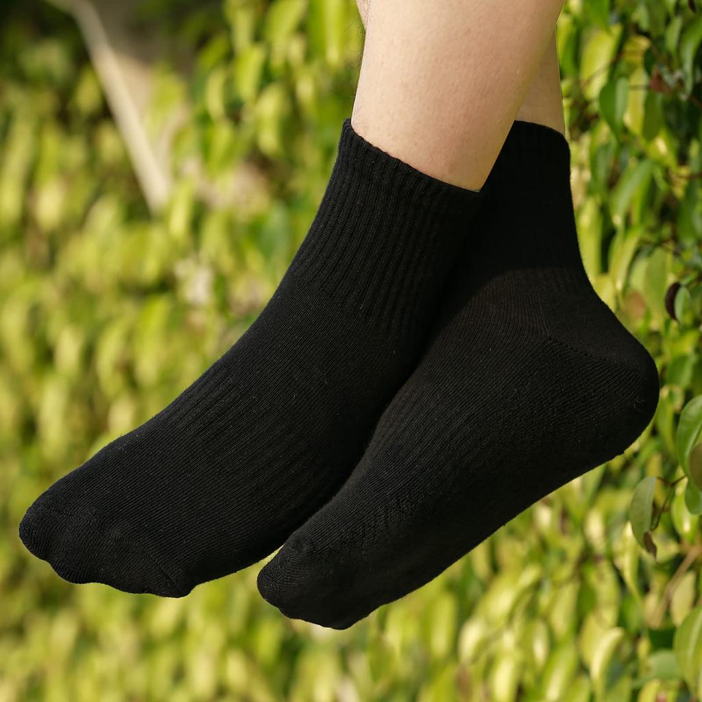 Black Sports Quarter Premium Casual Short Socks for Sizes Set of 5 Pairs [YUEDGE] Women's Socks, Cotton, Breathable, Sweat-Absorbing, Odor-Resistant,