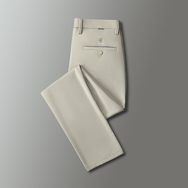 Men's spring and autumn new men's casual pants tiger head embroidery business commute drape straight versatile high elastic trousers