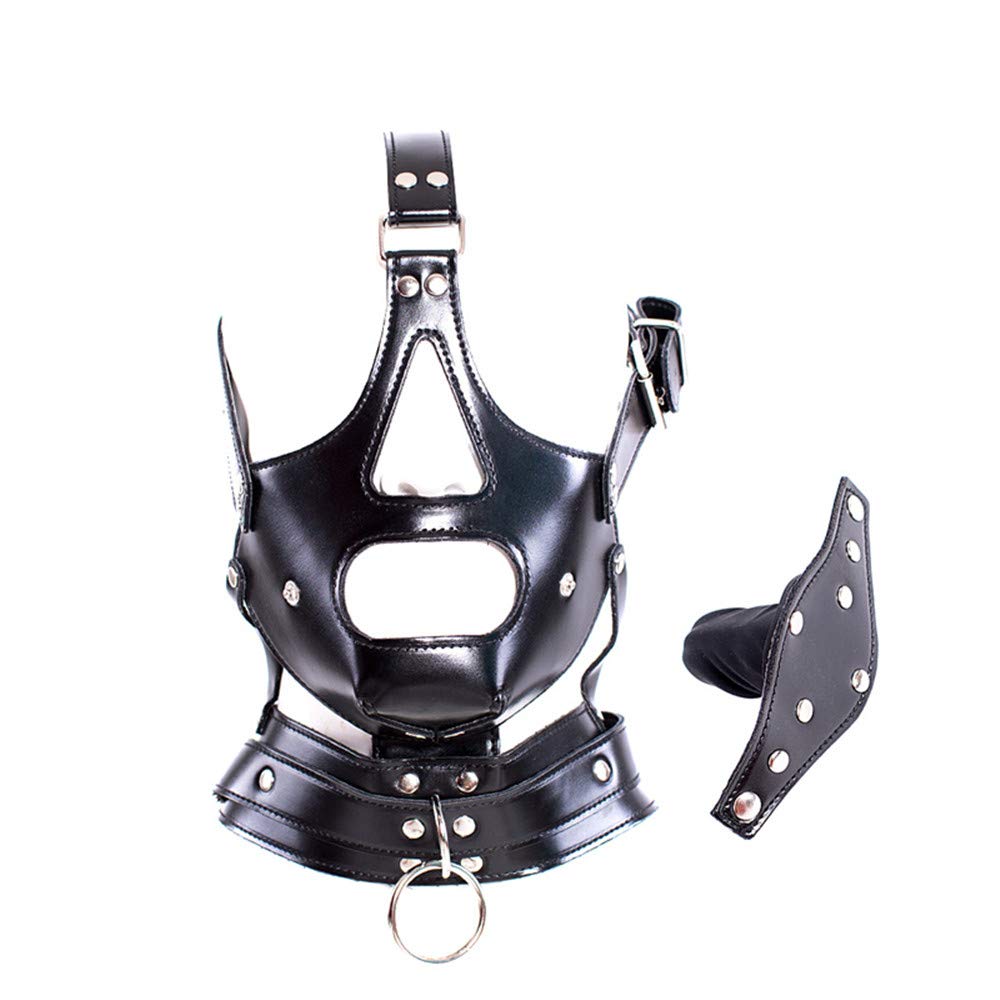 SM Bondage Collar with SM Slave Cosplay Sexy Fetish Ring, Leather, Restraints, Collar, Prop, Costume, Training, Restraints, (B)