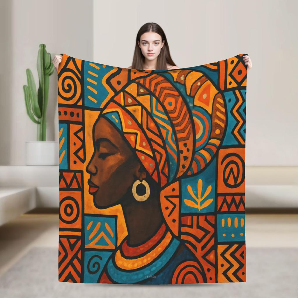 Super Soft ART African Ethnic-Style Throw Blanket Premium Fleece Flannel Lightweight Bed Blanket Cozy Plush Blankets