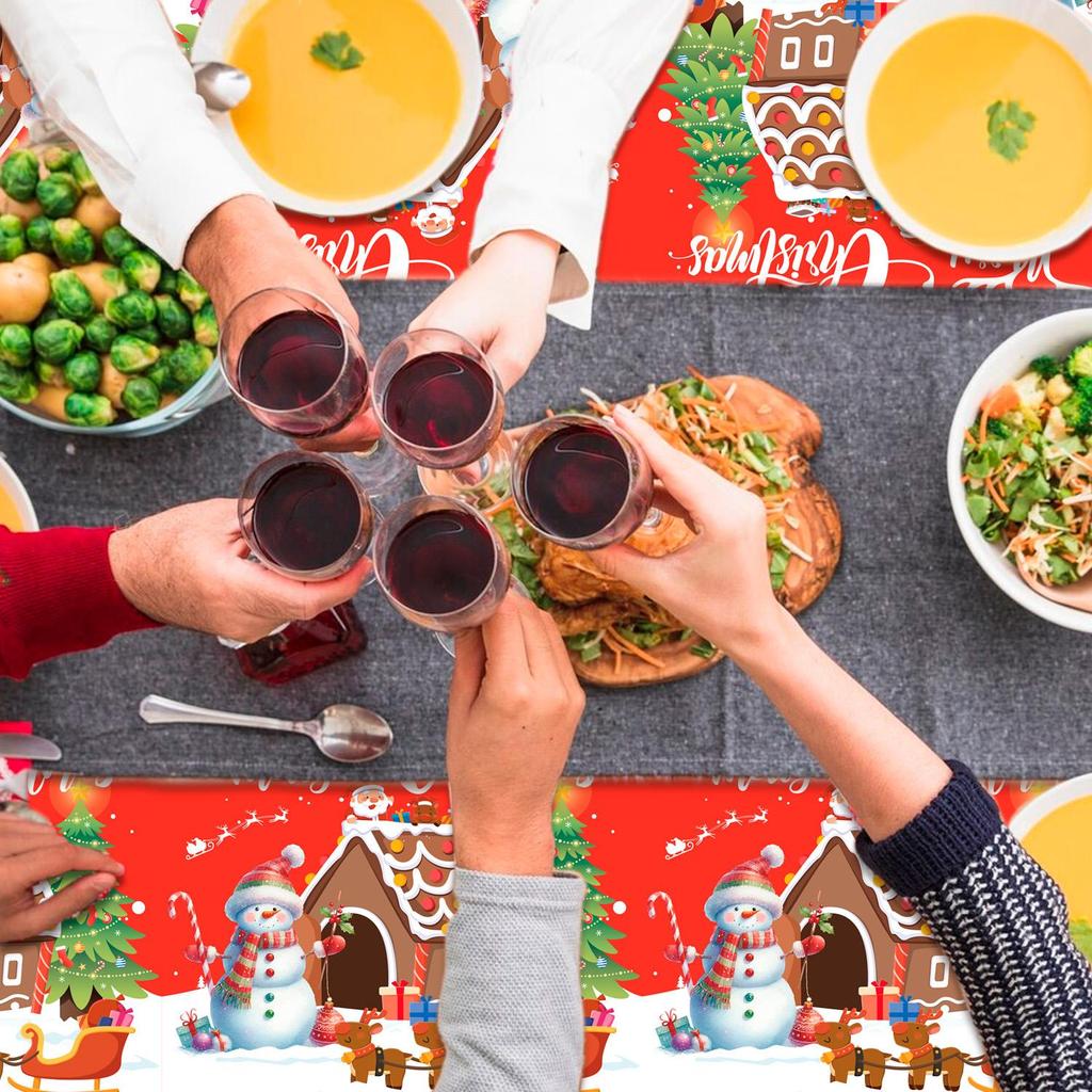 3pcs Christmas Table Cover/Merry Christmas Tablecloth/Snowman Tablecloth, Xmas Tablecloths for Christmas Decor & Christmas Party Supplies