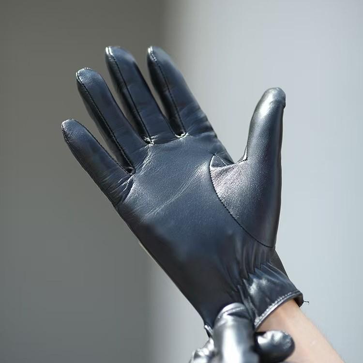 Men's Touchscreen Lambskin Leather Gloves: Warm, Fleece-Lined, Cold-Proof for Autumn & Winter Driving/Riding