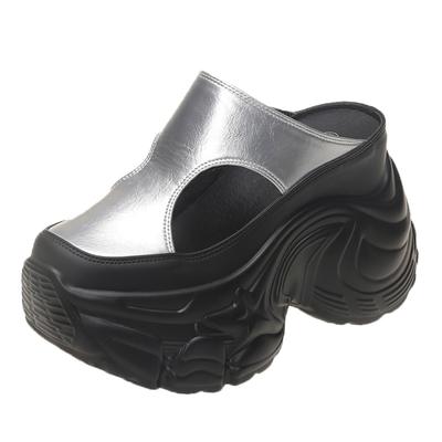 Mode 10CM Höga Klackar Tofflor Rund Tå Platå Flats Tyg Dam Kil Sandaler Platå Kil Flats Skor Slip on Sommar Sneakers