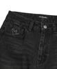 Mark Gonzales Women'S Yellow Washed Wide Denim Pants - Black