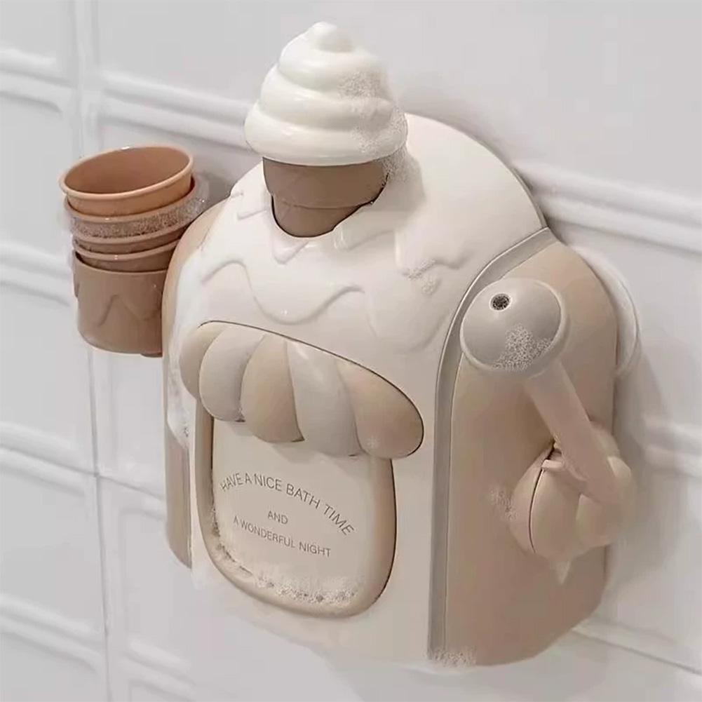 Eiscreme-Seifenblasenmaschine, Badespielzeug für Kleinkinder, manuelle Eiscrememaschine, Schaumspielmaschine, interaktives Spielzeug für Eltern und Kinder