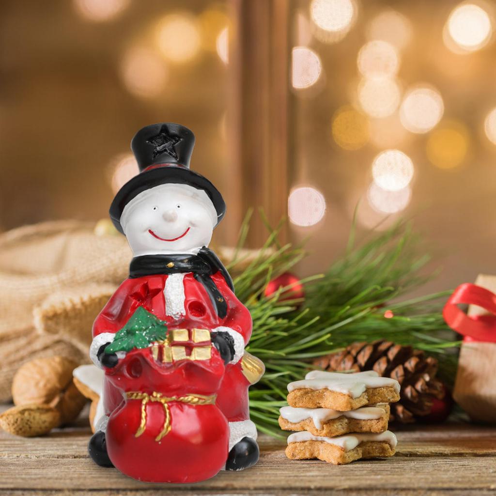 Christmas Figurines Resin Statue Seasonal Decorations Santa Claus Snowman Desktop Sculptures For Indoor Party Bookshelf Mantel