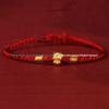 Year of the Horse Gold Wealth Bracelet with Pixiu, Clover Charm, and Red Rope