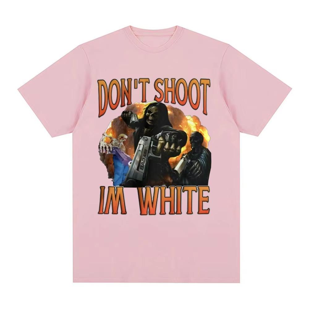 Funny Don't Shoot Im White Meme Graphic T-shirts for Men Casual Humor Short Sleeve T Shirt Unisex Vintage Fashion Gothic T-shirt