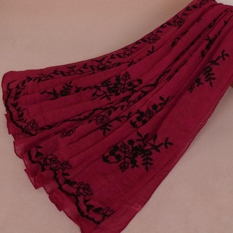

Women Plain Embroider Floral Viscose Scarf Brand Printe Shawls and Wraps Lady Pashmina Stoles Muslim Hijab Foulards Sjaal
