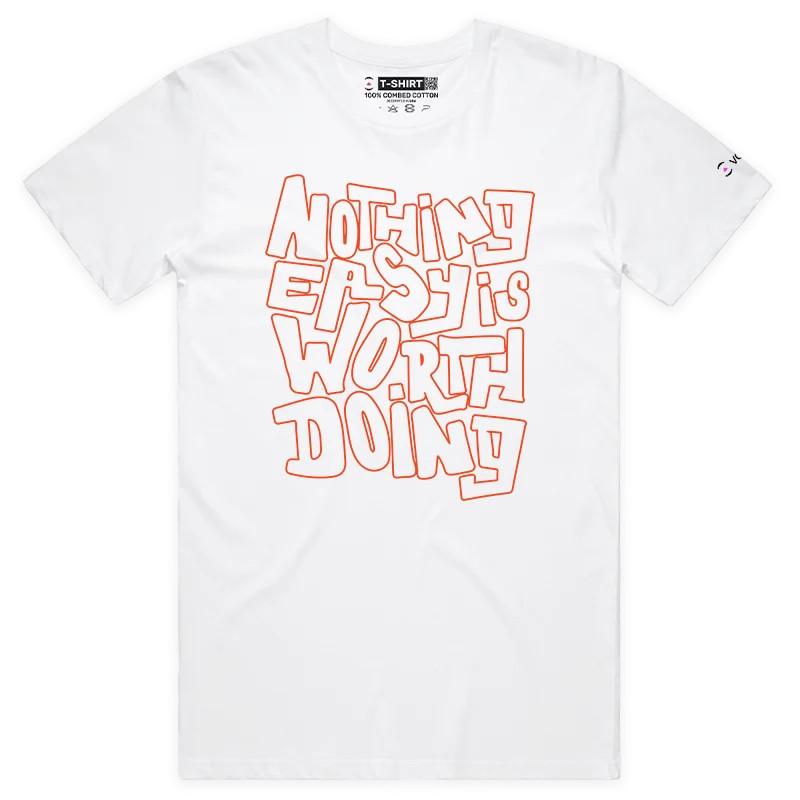 VOICEART Nothing Easy is Worth Doing Motivational T-Shirt with Premium Graphic 2XL
