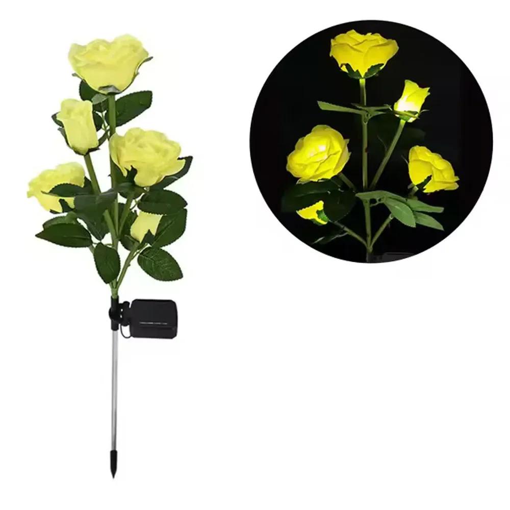 High Quality Solar 5-head Rose Lamp for Outdoor Garden, Courtyard, Lawn Floor Decoration, Waterproof Landscape Light