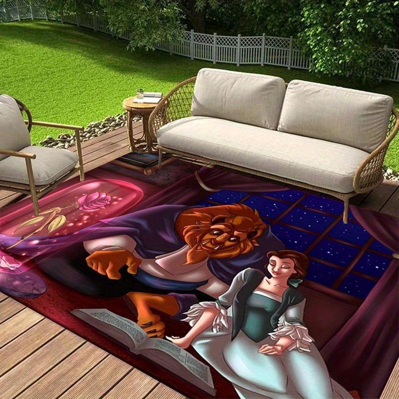 

1pc Disney Beauty and The Beast Pattern Area Rug Soft Flannel Floor Mat for Living Room, Bedroom, Kitchen, Sofa Coffee Table Floor Mat 60cm by 90cm